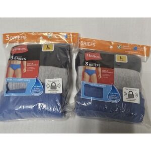 Hanes FreshIQ Tagless No Ride Up Brief for Men Size Lg. 2 Packs Of 3 Each Pack.